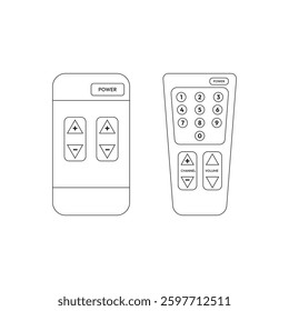 TV remote controllers line art illustration