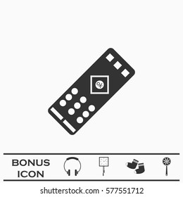 TV remote icon flat. Black pictogram on white background. Vector illustration symbol and bonus button