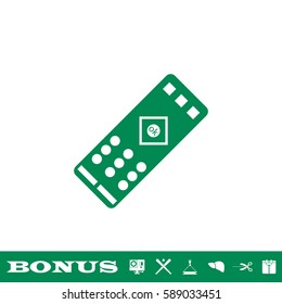 TV remote icon flat. Green pictogram on white background. Vector illustration symbol and bonus button