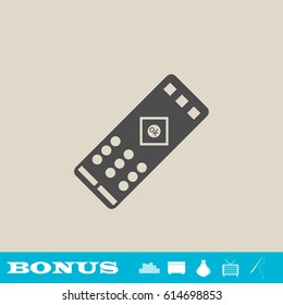 TV remote icon flat. Grey pictogram on light background. Vector illustration symbol and bonus button real estate, ottoman, vase, tv, fishing rod