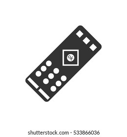TV remote icon flat. Illustration isolated on white background. Vector grey sign symbol