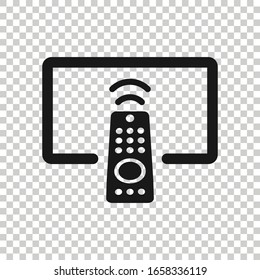Tv remote icon in flat style. Television sign vector illustration on white isolated background. Broadcast business concept.