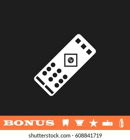 TV remote icon flat. White pictogram on black background. Vector illustration symbol and bonus button tooth, vase, star, mirror, bottle