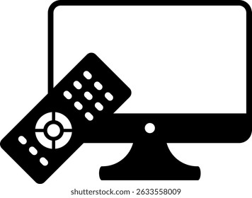 tv with remote icon. Home technology icons. monitor led tv sign. buttons and circular pad. Wireless Technology. Consumer Electronics Icons. Security System
