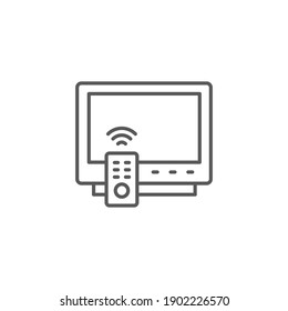 Icono de TV y control remoto. Estilo de línea para la plantilla web y la aplicación. Televisión, control, canal, diseño de ilustración vectorial sobre fondo blanco. EPS 10