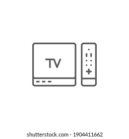 TV And Remote icon. Line style for web template and app. Television, control, channel, vector illustration design on white background. EPS 10