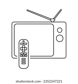 Icono remoto de televisión en estilo de línea. Icono de contorno remoto lineal delgado aislado en fondo blanco de casa inteligente. Signo vectorial de línea, símbolo para web y móvil, ilustración vectorial de signo de televisión 