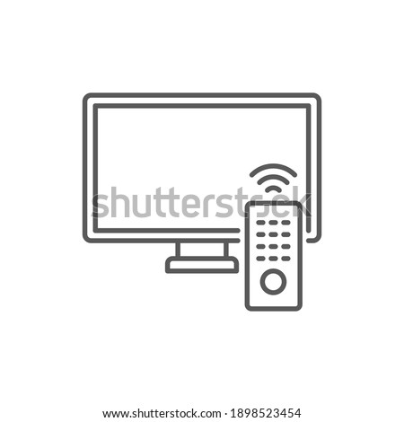 TV And Remote icon. Line style for web template and app. Television, control, channel, vector illustration design on white background. EPS 10