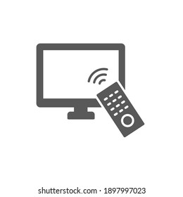 TV And Remote icon. Solid style for web template and app. Television, control, channel, vector illustration design on white background. EPS 10
