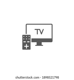 TV And Remote icon. Solid style for web template and app. Television, control, channel, vector illustration design on white background. EPS 10