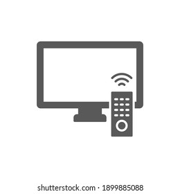 TV And Remote icon. Solid style for web template and app. Television, control, channel, vector illustration design on white background. EPS 10