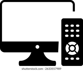tv com ícone remoto. tecnologia e símbolos de automação. Controle infravermelho para tv. símbolo da tela do dispositivo. Sinal de telecomunicação. Ícones de eletrônicos de consumidor
