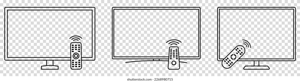 Iconos de línea remota y TV. Ilustración del vector aislada en fondo transparente