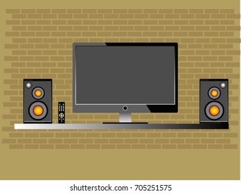 TV and remote speaker set vector