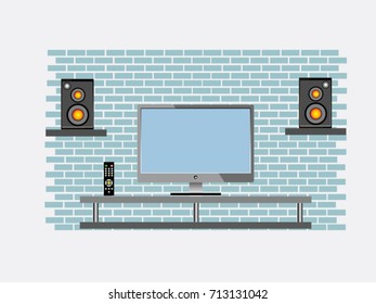TV and remote speaker set vector