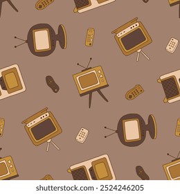 TV Vector remoto Antiguas Diseño de ilustración de patrón transparente