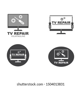 tv repair icon logo vector illustration design