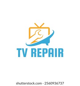 TV Repair Logo. TV Service Logo Template Design Vector