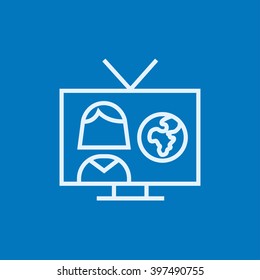 Icono de línea de informe de TV.