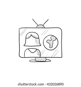 Icono de esbozo vectorial de informe de TV aislado en segundo plano. Icono de informe de TV dibujado a mano. Icono de esbozo de informe de TV para infografía, sitio web o aplicación.