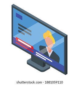 Tv reportage icon. Isometric of tv reportage vector icon for web design isolated on white background