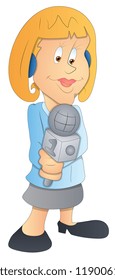 TV Reporter - Cartoon Character - Vector Illustration