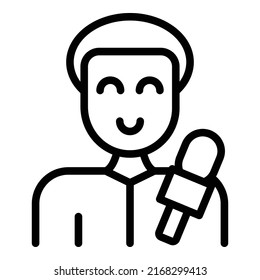 Tv Reporter Icon Outline Vector. Media News. Talk Show