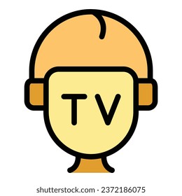 Tv reporter icon outline vector. News media. Talk show color flat