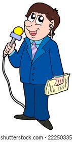 TV reporter with microphone - vector illustration.