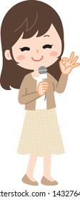 TV reporter showing OK pose
