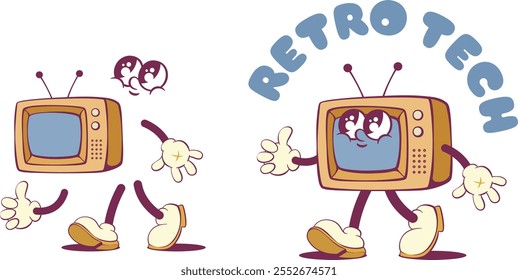 TV retro groovy character creation kit, mascot parts