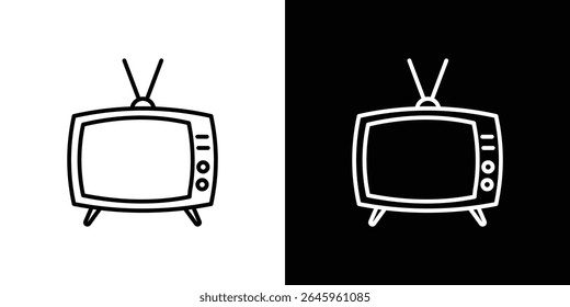 Ícone retrô de TV Vetor de logotipo de estilo plano. perfeito para designs de interface de usuário