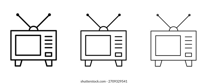 Signo de estilo lineal de icono retro de televisión para concepto móvil y Diseño web.