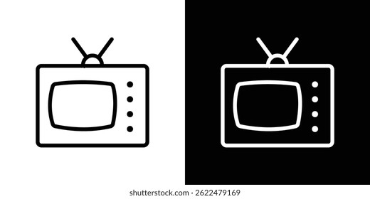 Ícone retrô da TV forma gráfico simples clipart símbolo. linha fina contorno arte