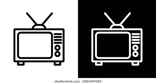 Tv retro line icon vector illustration set.