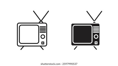 Tv retro line icon vector set.