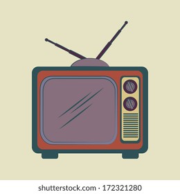 tv retro over  beige background vector illustration 