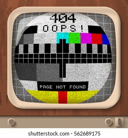 Tv retro signal error template in sphere shape in vintage style vector illustration