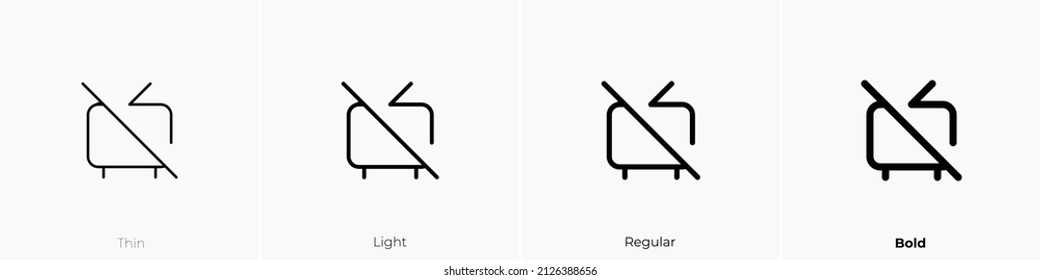 tv retro slash icon. Thin, Light Regular And Bold style design isolated on white background