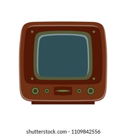 Tv retro television icon vector old vintage screen design technology media illustration front view