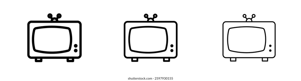 Tv retro thin line vector icon set.