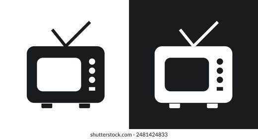 TV-Retro-Vektorgrafik-Symbol in Schwarz gesetzt.