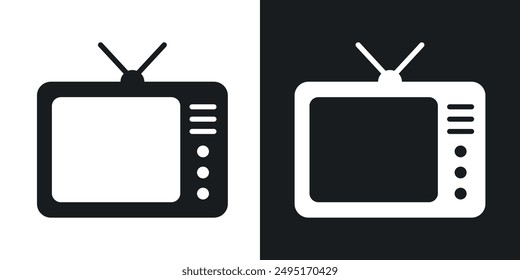 Tv retro vector icon set in solid style.