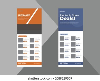 tv sale electronics product roll up banner design template. product catalog poster leaflet design cover, roll up banner, poster, print-ready