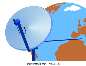 TV satellite dish on the background of the globe.