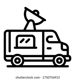 Tv Satellite Truck Icon. Outline Tv Satellite Truck Vector Icon For Web Design Isolated On White Background