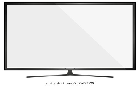 TV screen background.Modern LED LCD panel.Wide computer monitor display mockup.Blank flatscreen Television template.Vector illustration horizon plasma TV monitor hanging wall,New Technology electronic