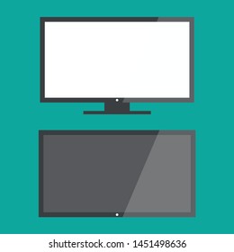 TV screen blank on background vector. Lcd tv display screen