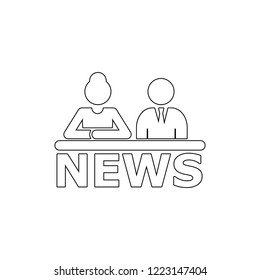 TV screen with the breaking news. Man and woman news anchors icon. Element of media for mobile concept and web apps illustration. Thin line icon for website design and development
