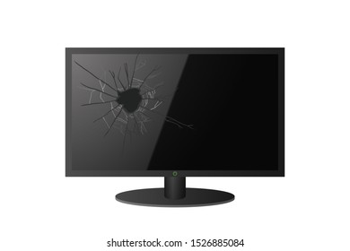 The tv screen is broken. Display smash. Vector illustration.